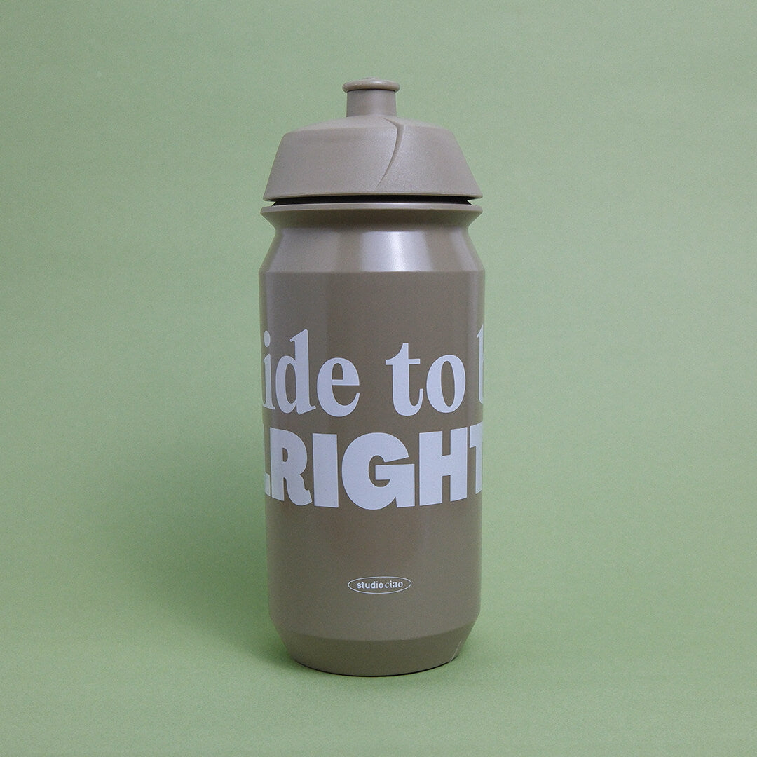 "Ride to be alright" Bidon, 500 ml Trinkflasche beige