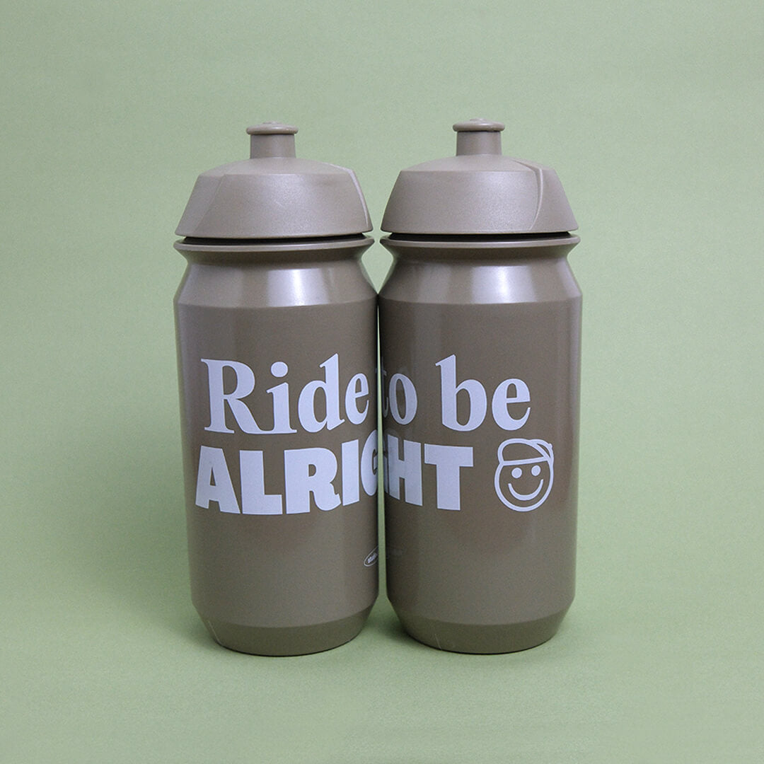 "Ride to be alright" Bidon, 500 ml Trinkflasche beige