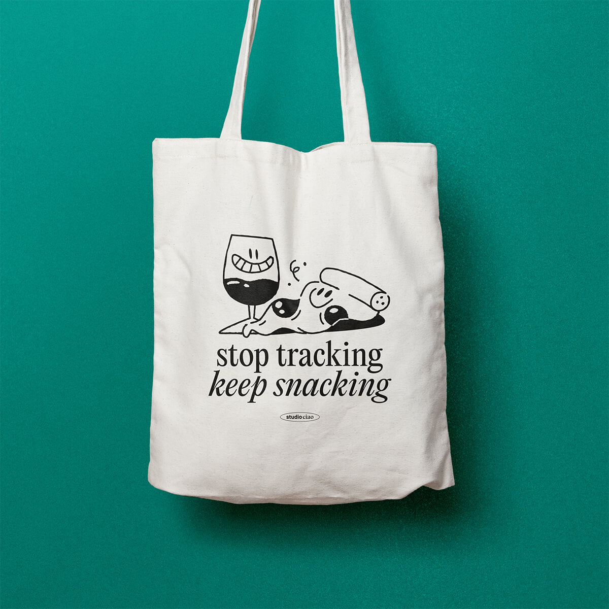 stop tracking, keep snacking Jutebeutel – studio ciao