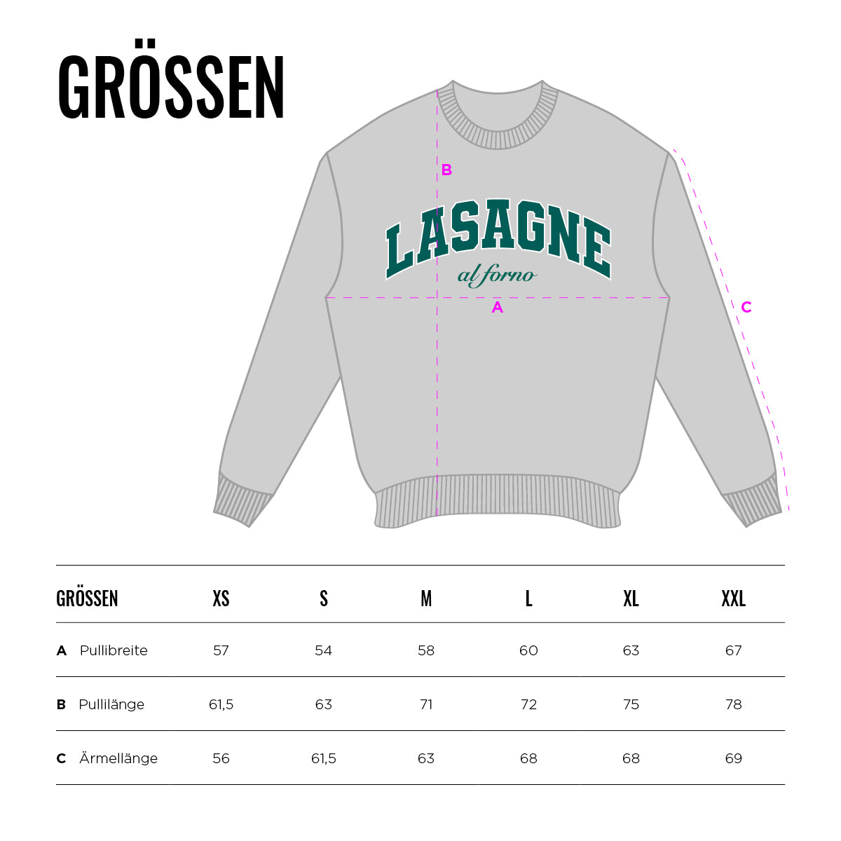 Lasagne al forno Pullover (unisex), grau – studio ciao