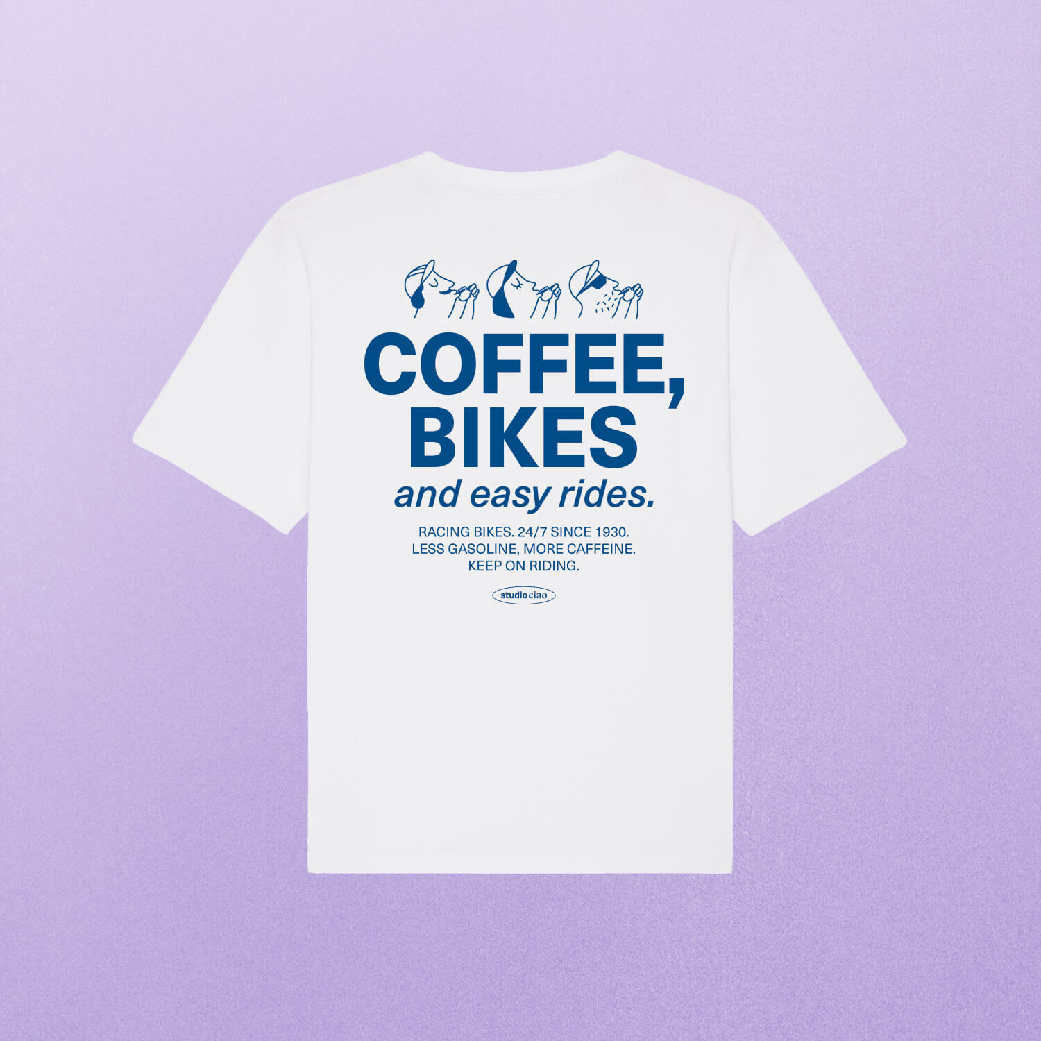 "Coffee, Bikes and easy rides" T-Shirt (unisex) – studio ciao