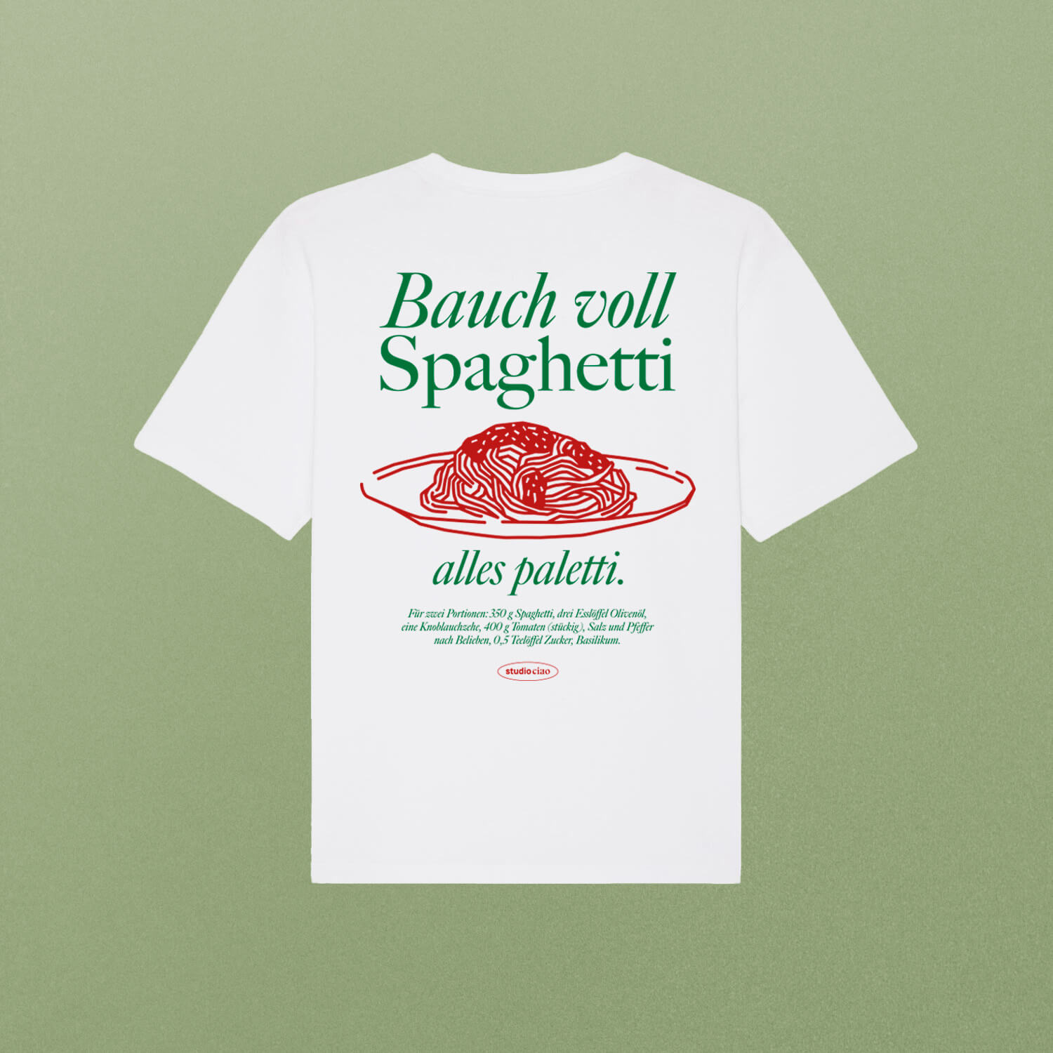 "Bauch voll Spaghetti, alles paletti" T-Shirt (Oversized) – studio ciao